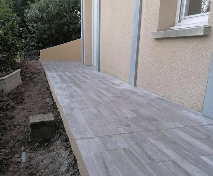 Terrasse en structure béton et changement du carrelage existant